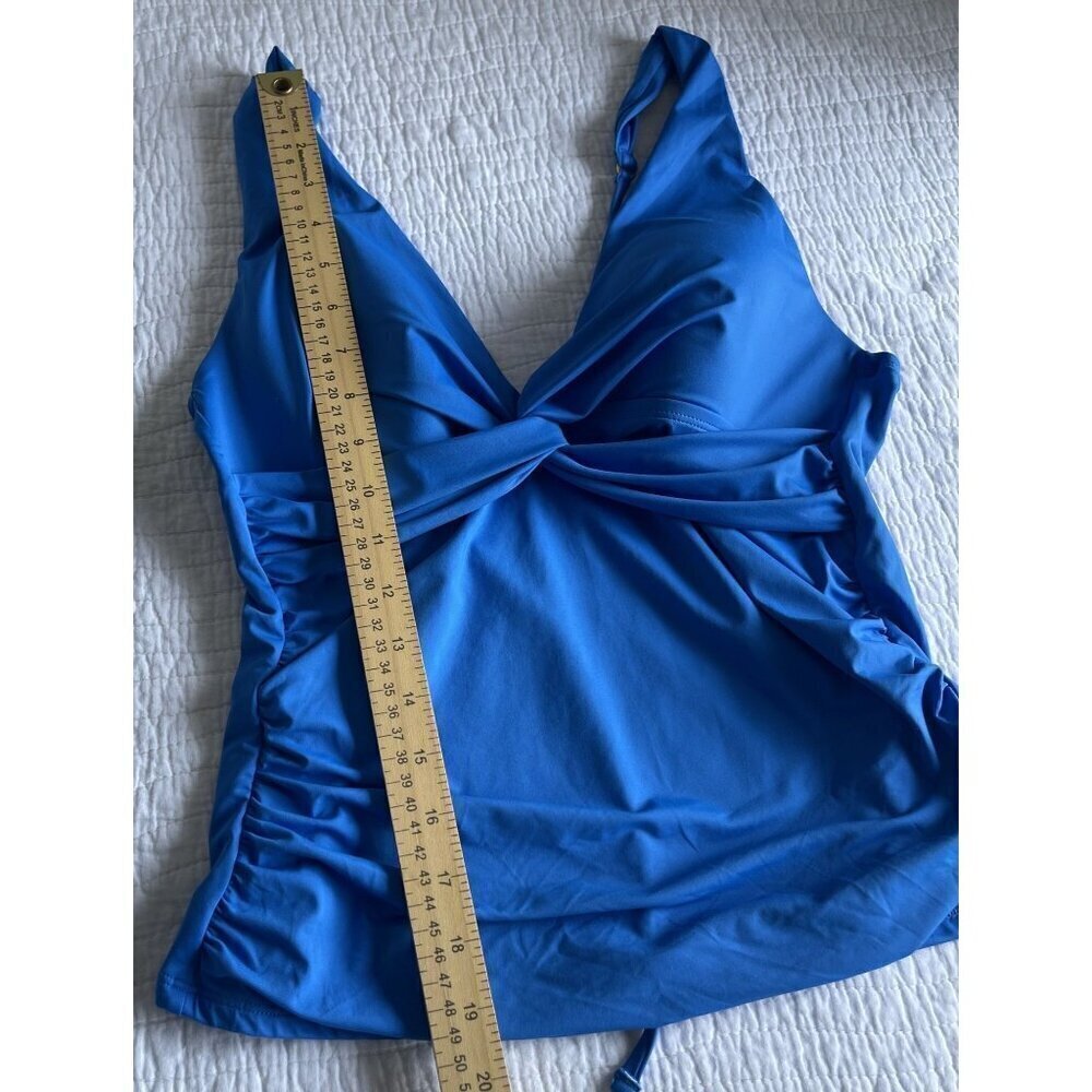 La Blanca Twist Front Tankini Swimsuit TOP SZ 6 Blue Tie Back NEW - Picture 10 of 12